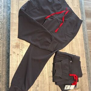 Figs Grey Joggers with Red Drawstring